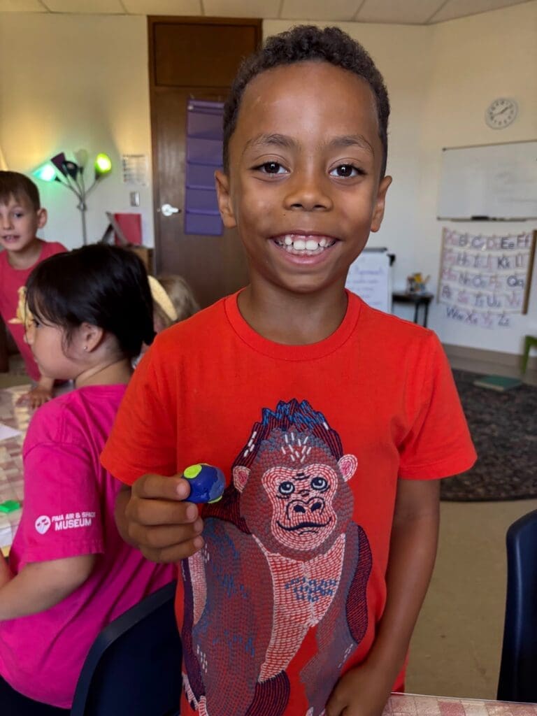 Elementary student displays work at independent school in Austin